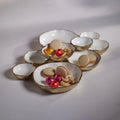 Cluster of Nine Serving Bowls - Gold & White