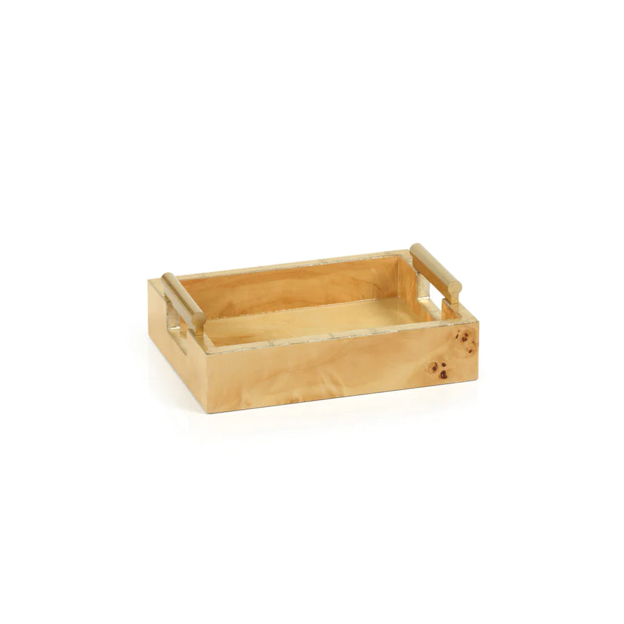 Leiden Burl Wood Rectangular Tray - Small