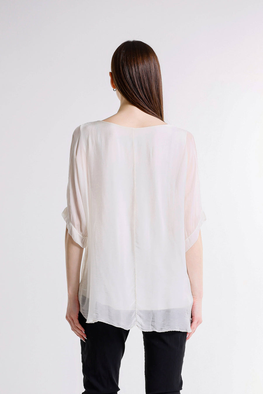 Adriana Silk Double Raw Edge Top (BQ209)