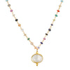Bezel Charm Rainbow Necklace-Rainbow Moonstone