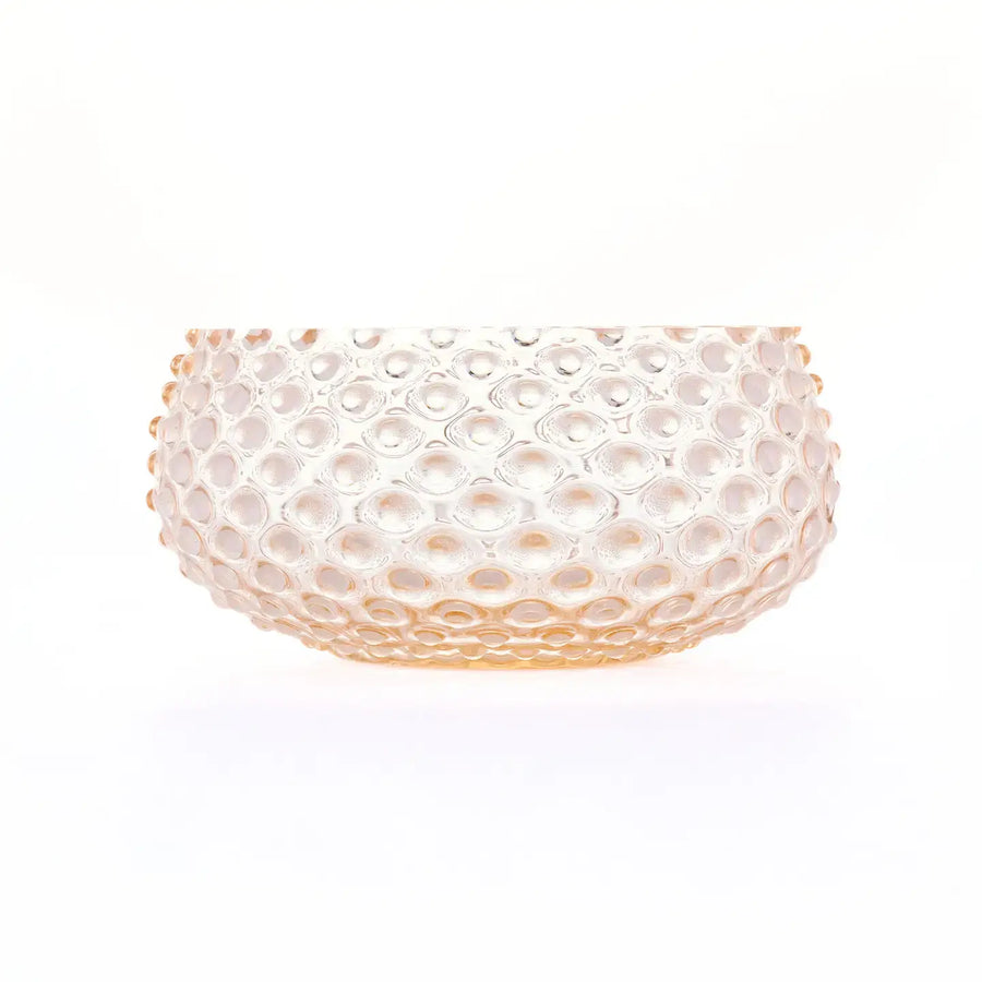 Large Hobnail Glass Bowl | Apricot Chiffon | Decorative Dish