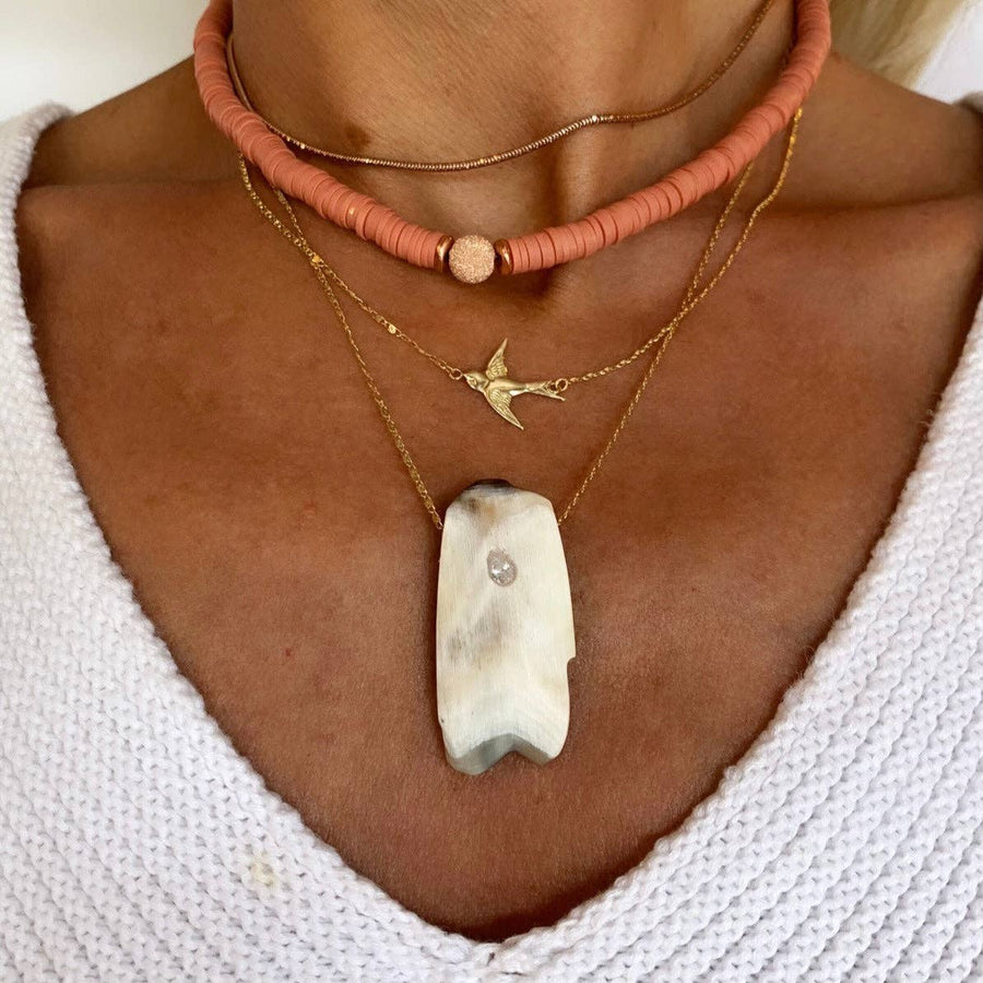 Crystal & Buffalo Horn Pendant Pendant // Maggie Necklace