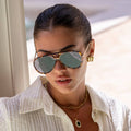 Shay Unisex Aviator Sunglasses - Tortoise/Solid Gray