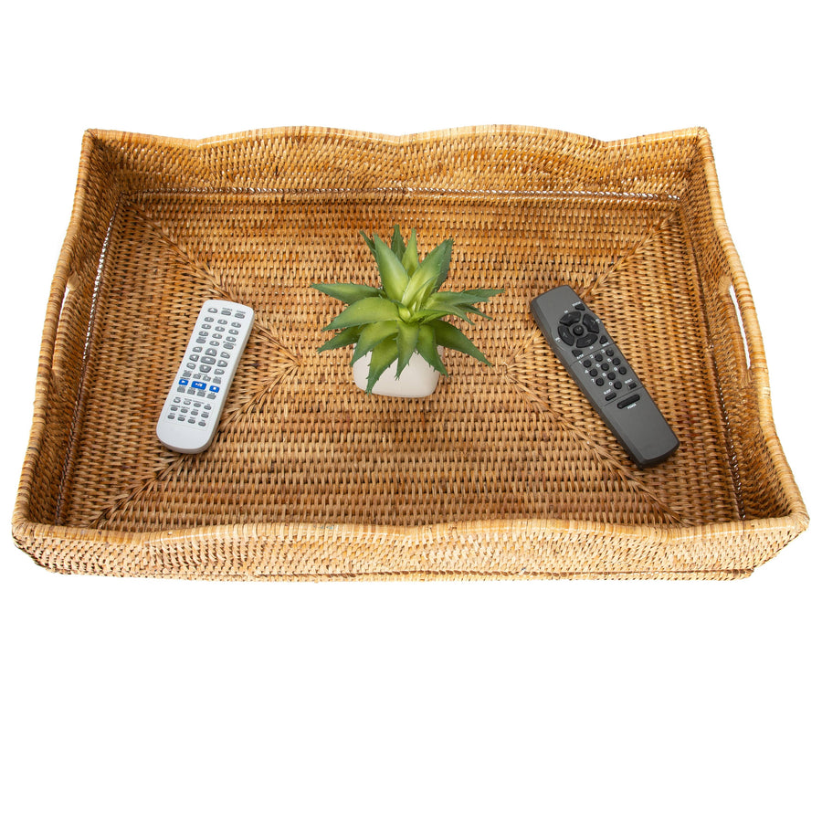 Rattan Tray – Rectangular Scallop Design