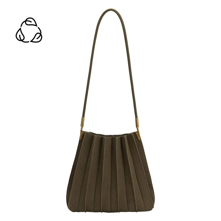 Carrie Olive Vegan Suede Shoulder Bag