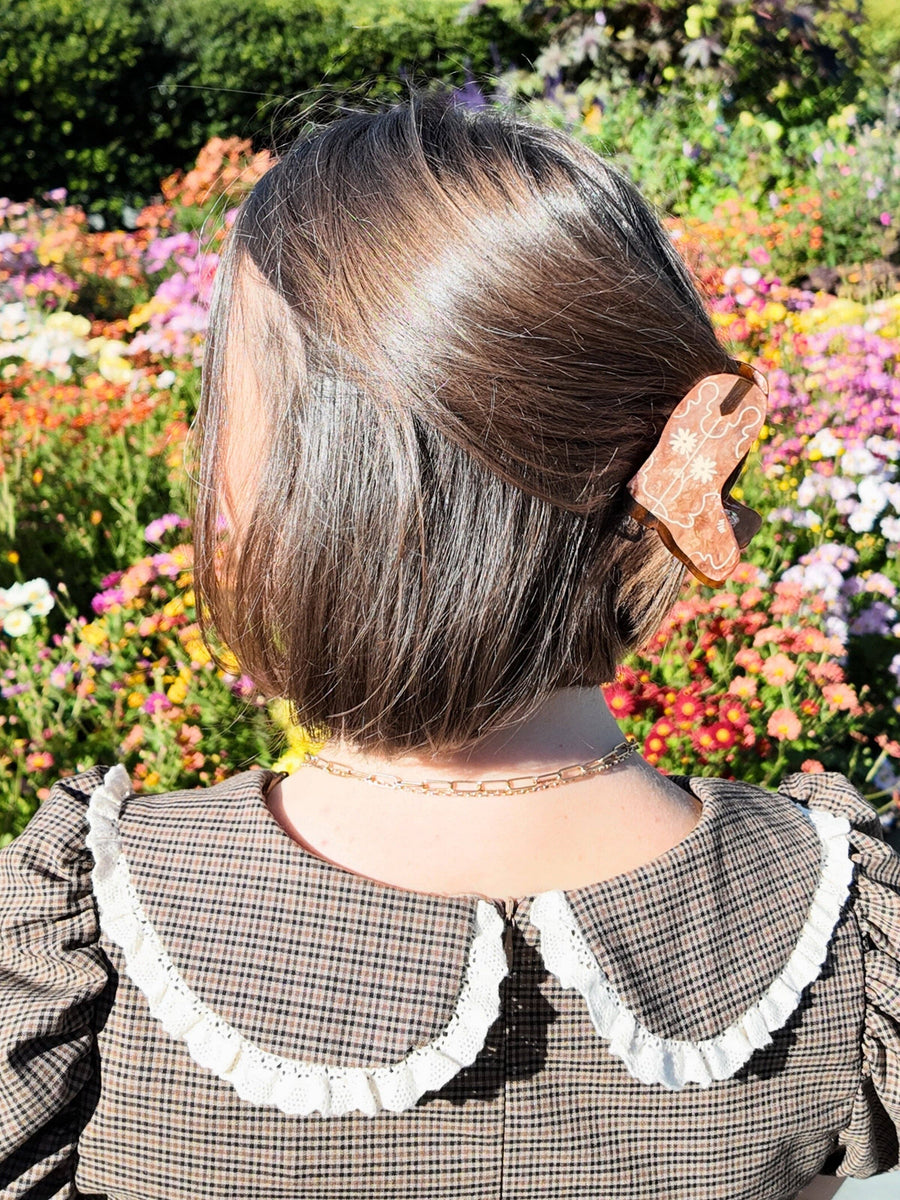 Hand-painted Daisy Cowboy Boot Claw Hair Clip | Eco-Friendly