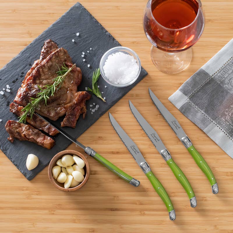 Set of 4 Laguiole Steak Knives, Spring Green