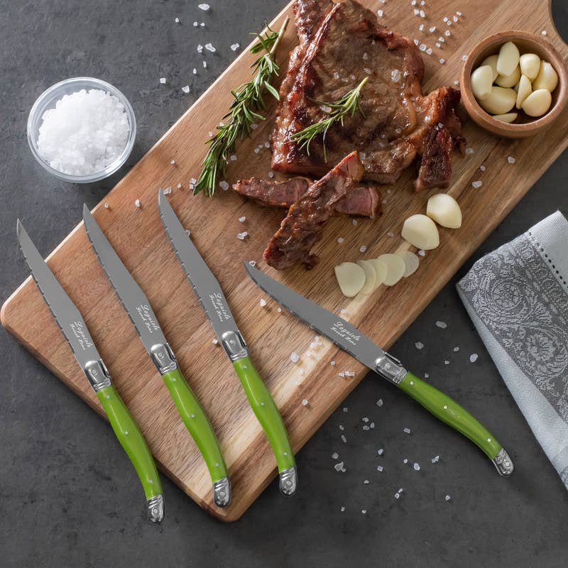 Set of 4 Laguiole Steak Knives, Spring Green