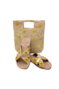 Mini ConCon Daisy Flower Crochet Petite Straw Basket Handbag