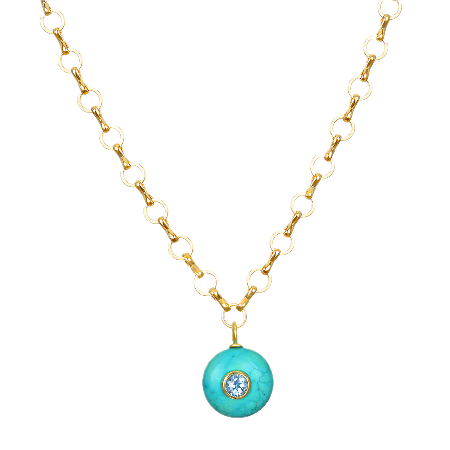 Green Turquoise & Blue Topaz Petite Loop Necklace