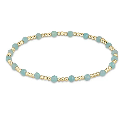 Gemstone Gold Sincerity Pattern 3mm Bead Bracelet- Amazonite