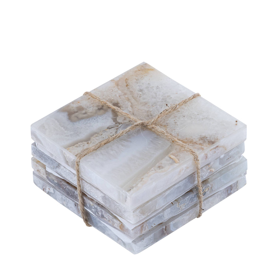 Set of 4 White Agate Coasters