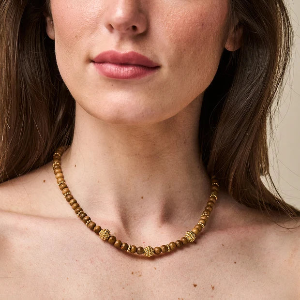 Berry Single Strand Petite Beads Necklace 16"+2" - Teak