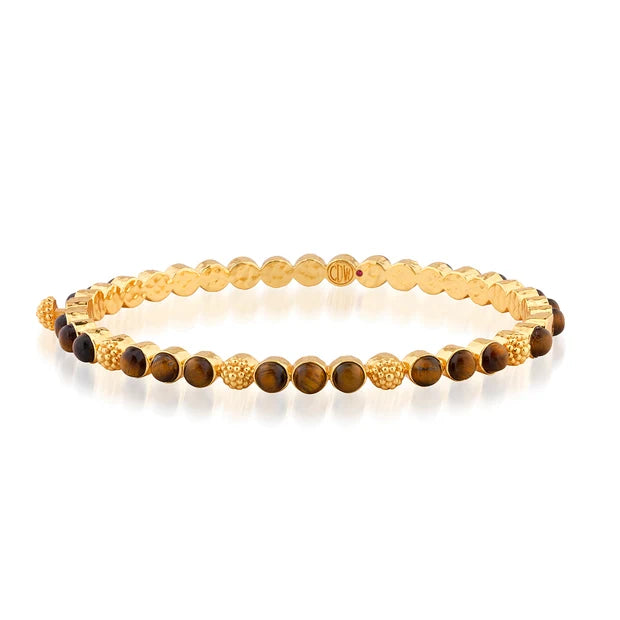 Berry Gem Petite Hinged Bangle - Tiger's Eye