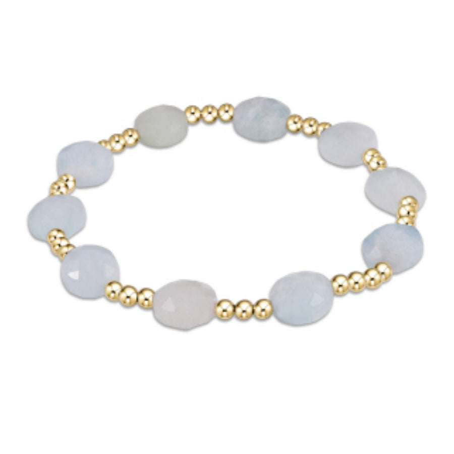 Admire Gold 3mm Bead Bracelet - Aquamarine