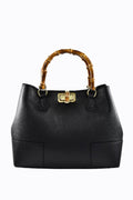 Bamboo Babe Bag in Black Dollar Leather