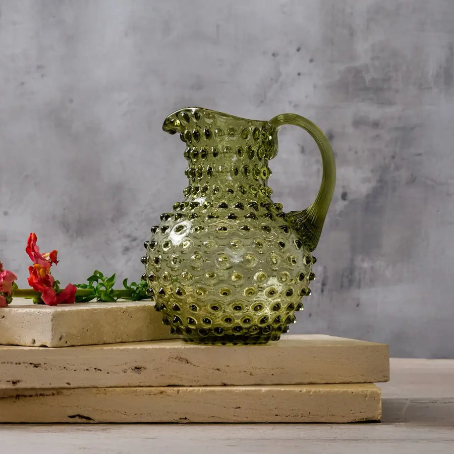 Hobnail Glass Creamer | Moss Green | 1L | Bohemia Crystal