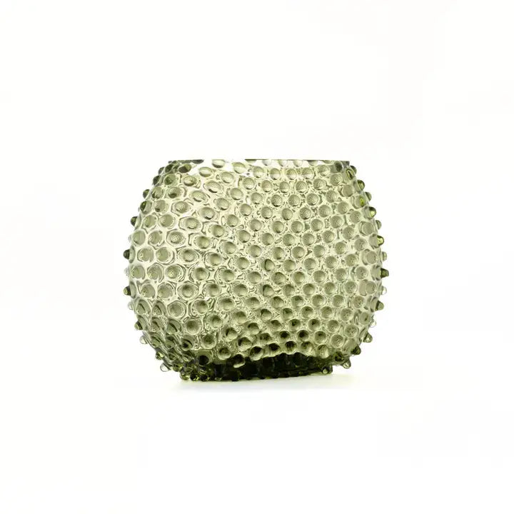 Hobnail Optic Vase | Moss Green | Handblown Bohemia Crystal