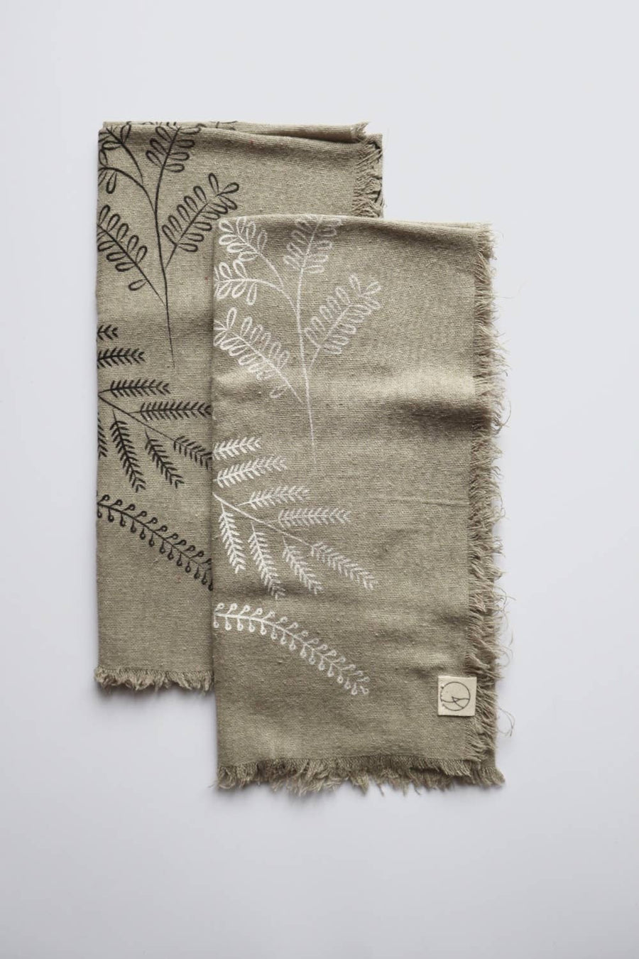 Sage Grey Botanical Print Naturally Dyed Bandana