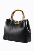 Bamboo Babe Bag in Black Dollar Leather