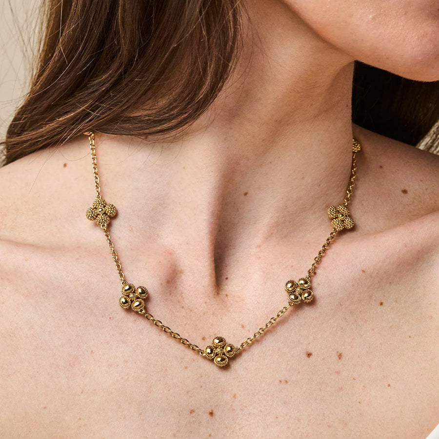 Berry Clover Double Sided Necklace 16-18" - Gold