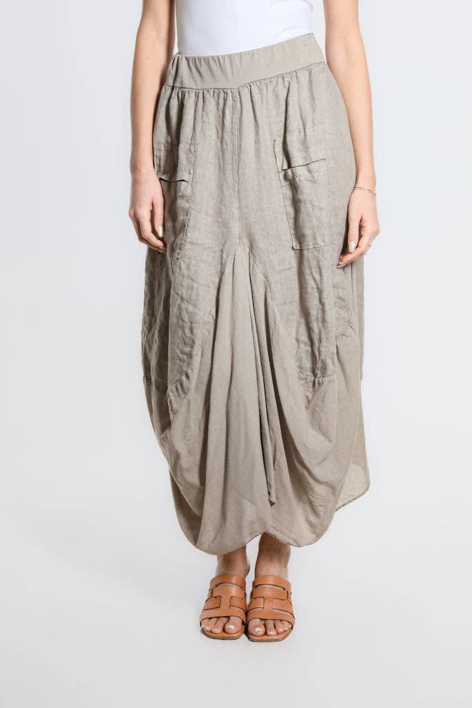 Brenna Cotton/Linen Bunched Pocket Skirt (SL102W)