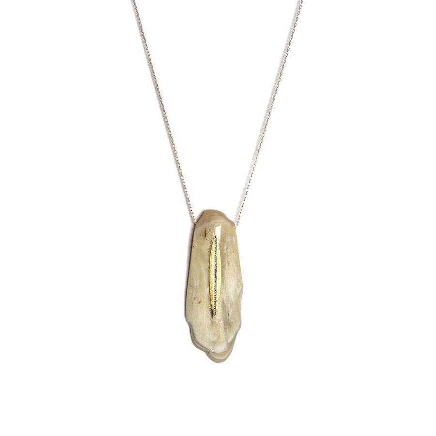 White Horn & Crystal Pendant Necklace // Gold Jessie Necklce