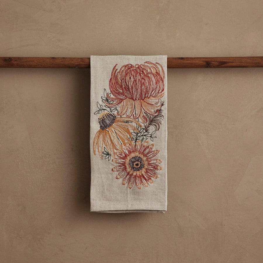Autumn Mums Tea Towel