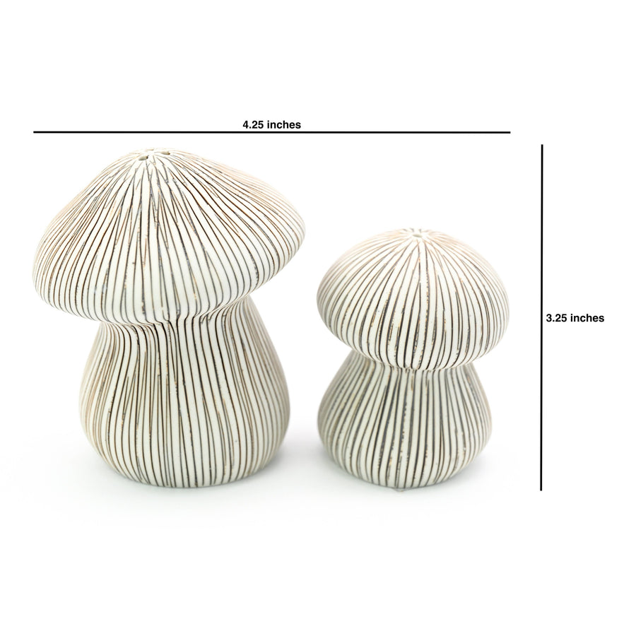 Mushroom Handcrafted Porcelain Salt and Pepper Shaker Set