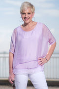 Adriana Silk Double Raw Edge Top (BQ209)