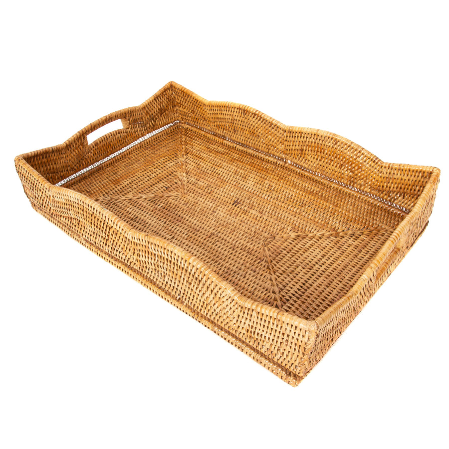 Rattan Tray – Rectangular Scallop Design