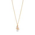 Lily Charm Necklace, 16"+2" - Clear Quartz