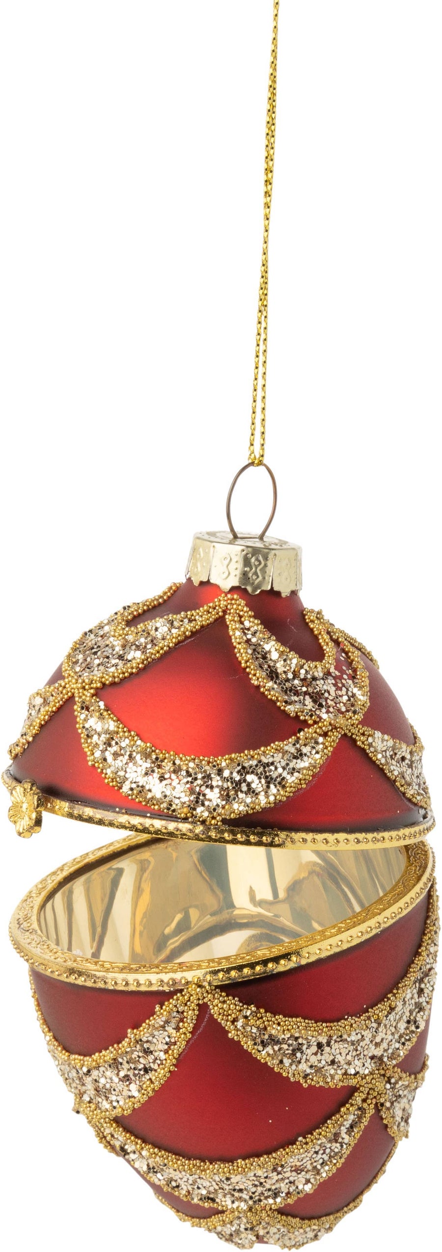 A25456:Glass trinket holder ball,matte black/red/gold orn