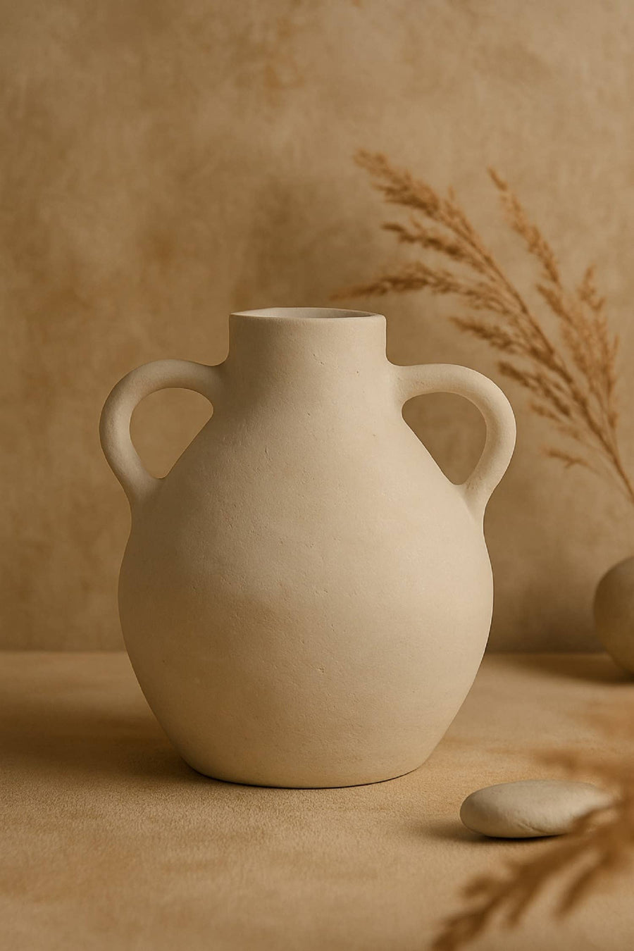 Paper Mache Vase Eco Mix White H 13.6" & Dia 11.8"