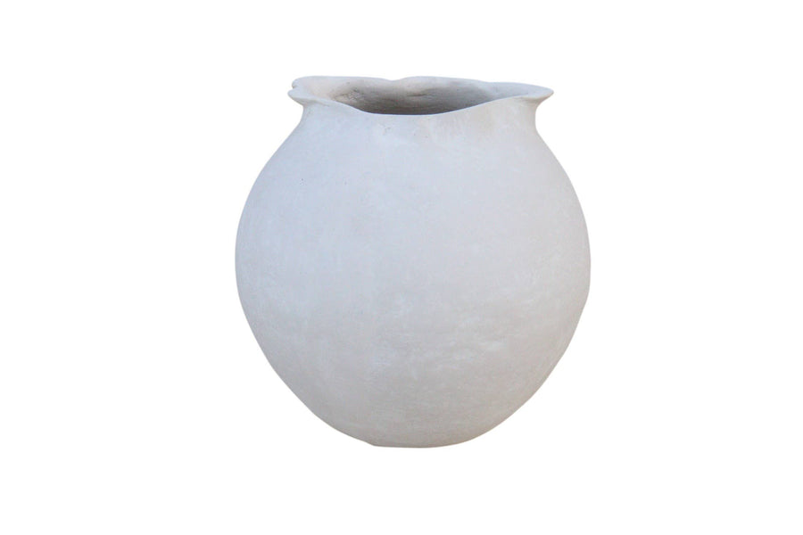 Paper Mache Pot Natural White Dia 7.68"