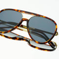 Shay Unisex Aviator Sunglasses - Tortoise/Solid Gray