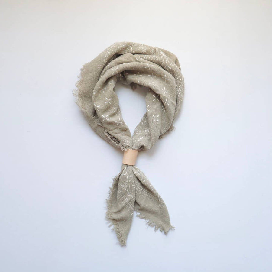 Sage Grey Classic Print Naturally Dyed Bandana