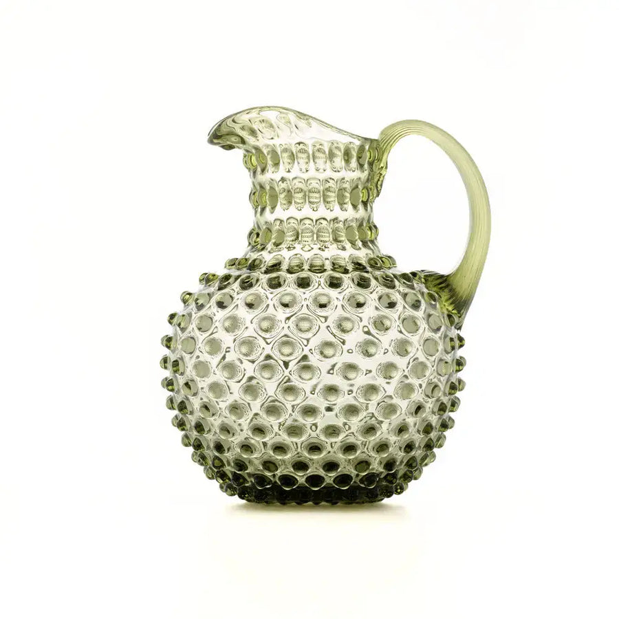 Hobnail Glass Pitcher | Moss Green | 2L | Vintage Jug