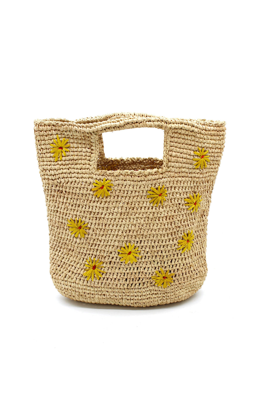 Mini ConCon Daisy Flower Crochet Petite Straw Basket Handbag
