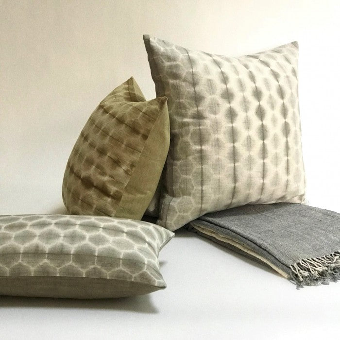 Shibori Dot-Line Gray Pillow - 20 x 20