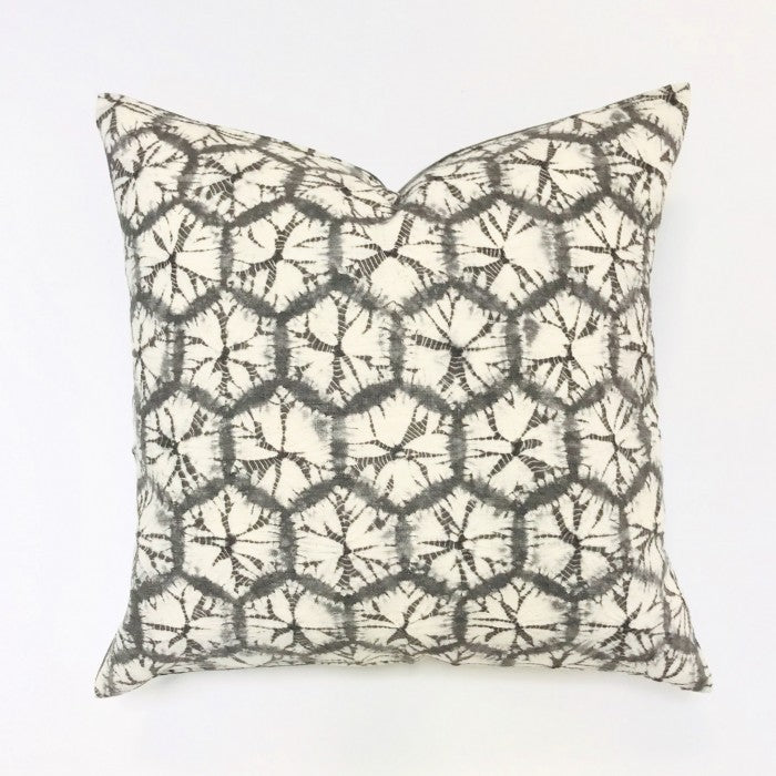 Shibori Geo Gray Pillow - 20 x 20