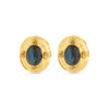 Cleopatra Oval Clip Earrings - Gold/Blue Labradorite