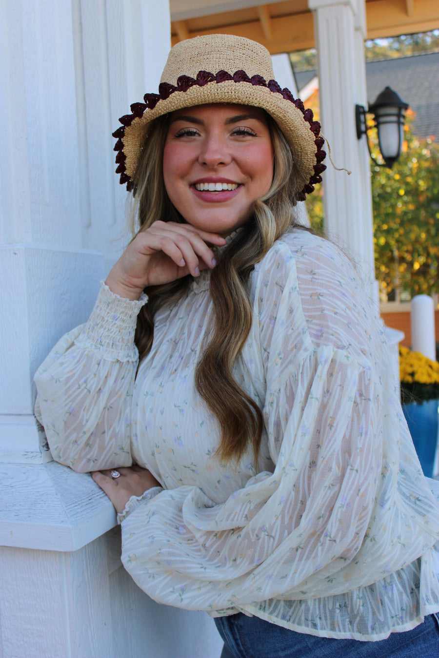 Kate 3" Brim Crochet Bucket Straw Hat