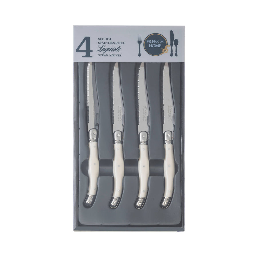 French Home Laguiole Steak Knives, Set of 4, Faux Ivory