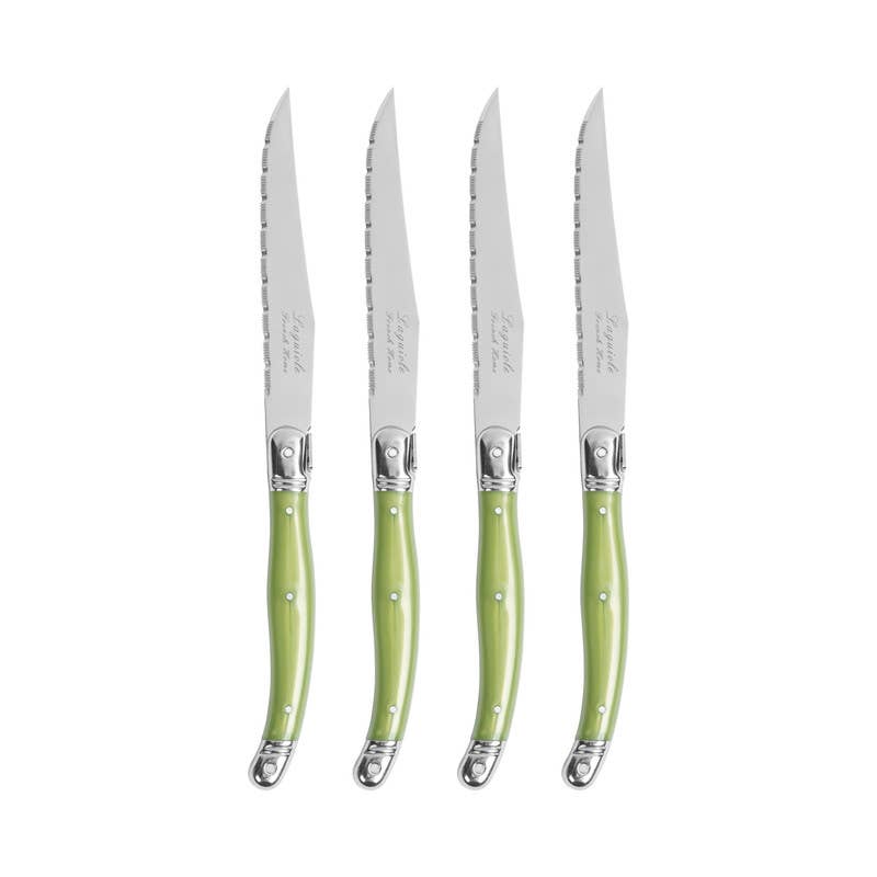 Set of 4 Laguiole Steak Knives, Spring Green