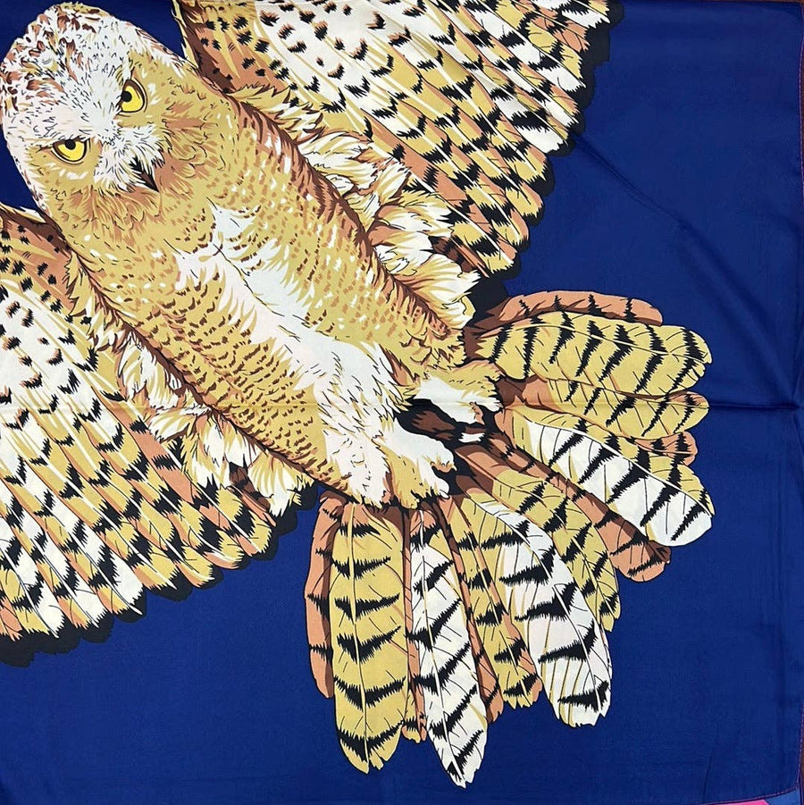 GF08-SQ72 VINTAGE OWL PRINT BIG SIZE SQUARE SCARF