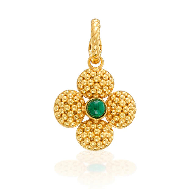 Berry Clover Double Sided Charm/Pendant - Malachite