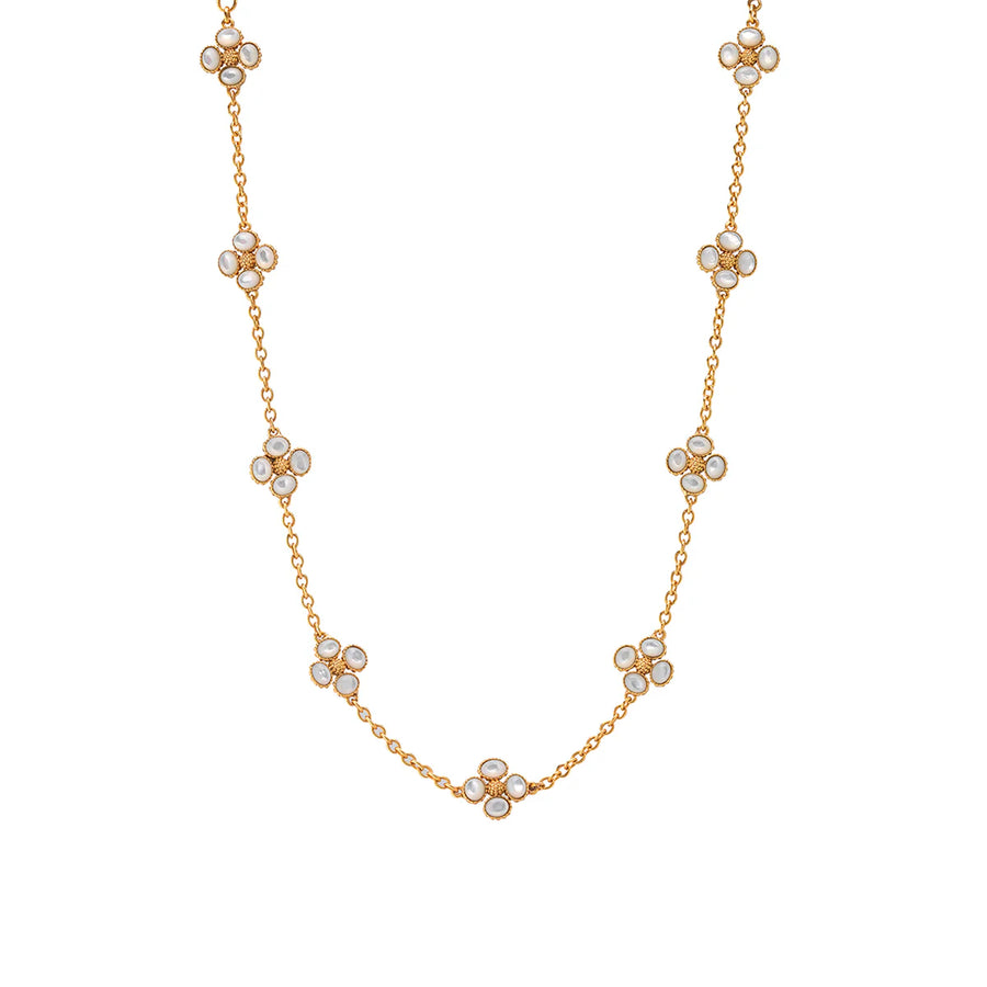 Berry Clover Double Sided Necklace, 16"+2" - MOP