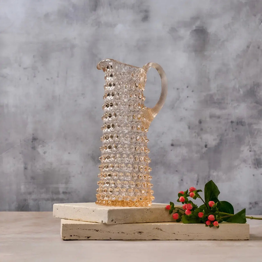 Tall Hobnail Jug | Apricot Chiffon | 1.2L | Bohemia Crystal