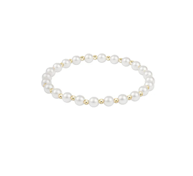 Classic Grateful Pattern 5mm Bead Bracelet - Pearl